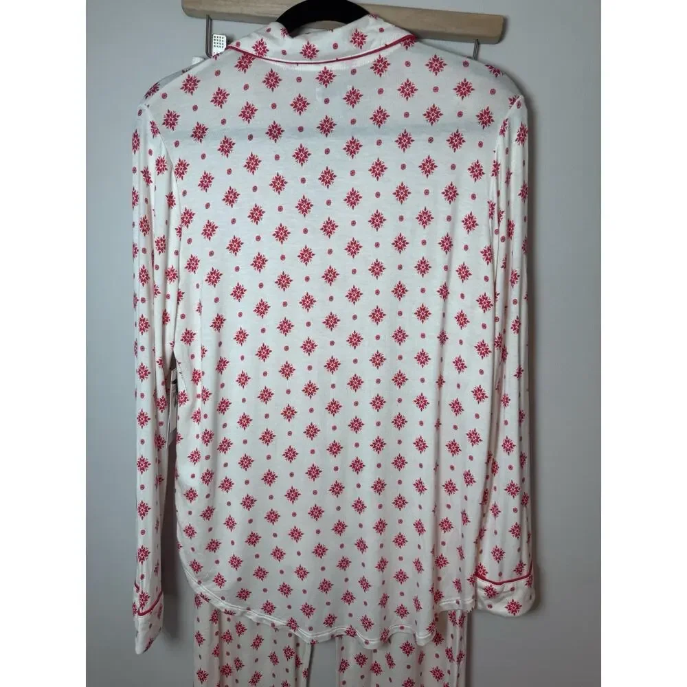 Nordstrom Ivory Stamped Snowflake 2 Piece Pajama Set Sz S NWT